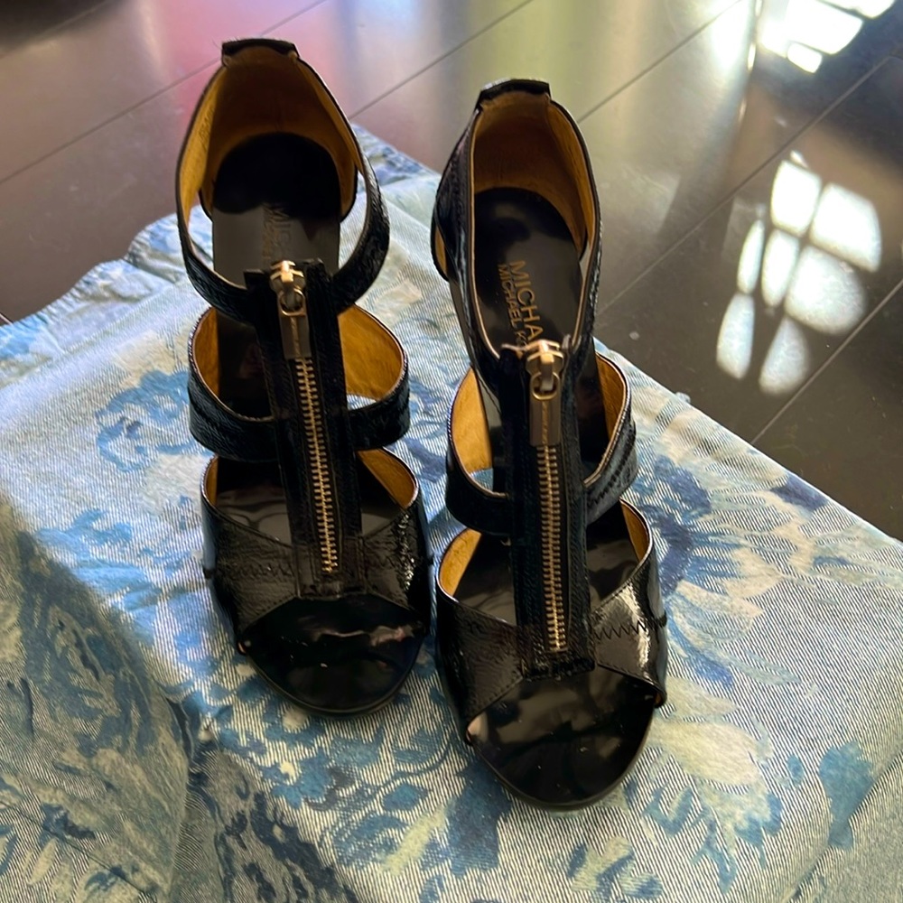Michael Kors patent leather black heel sandal